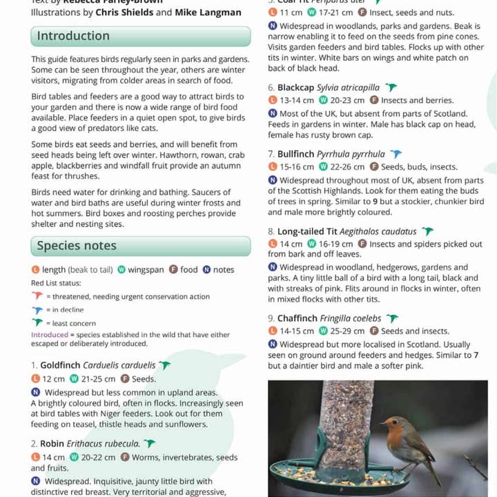 Green Feathers – wholesale Nature and outdoors – Park and Garden Birds Illustrated Chart2
