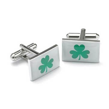 Gemelli rettangolari a forma di trifoglio irlandese per la vendita all'ingrosso da parte di Cufflinks Depot