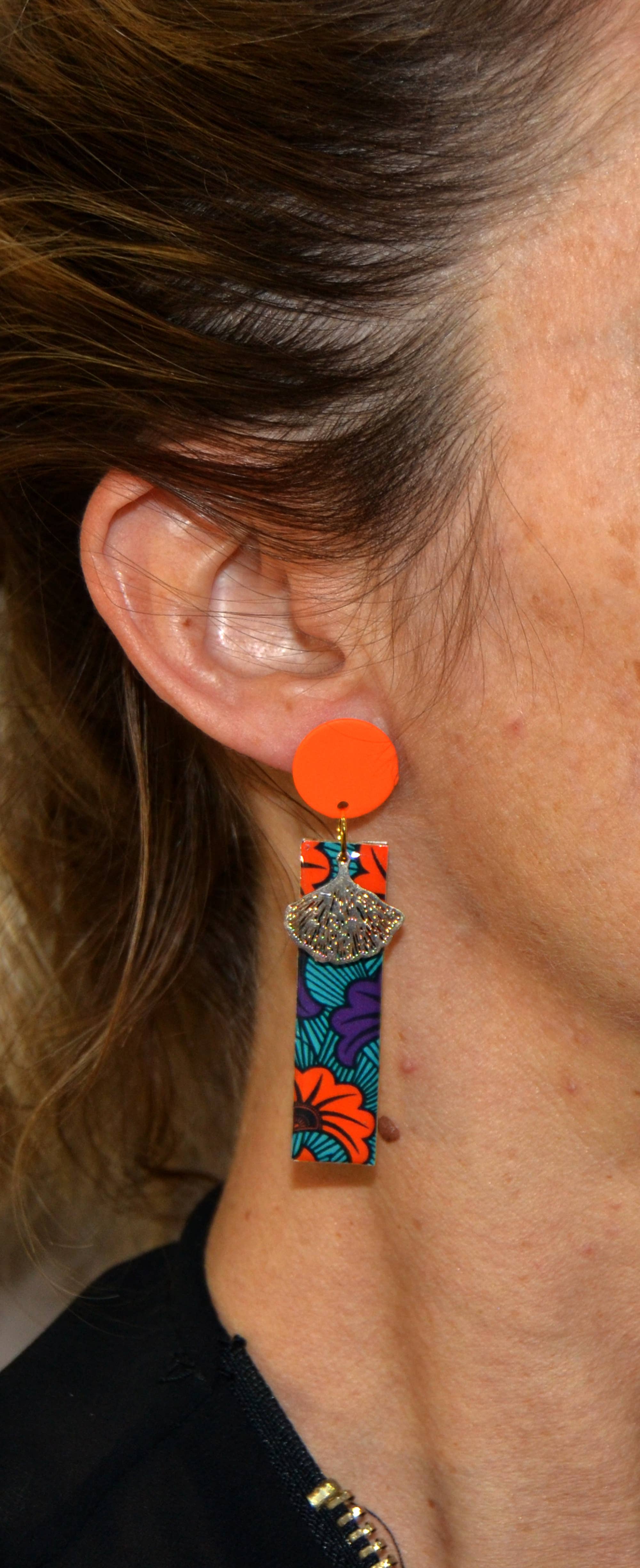 SUNKRIS - Wholesale Dangle Earrings - Rectangular wooden earrings with flowery wax paper4