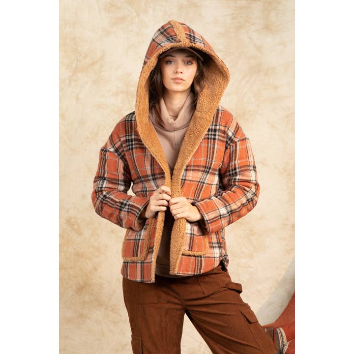 Pläd Hooded Cozy Fur Jacka för wholesale av Apolline