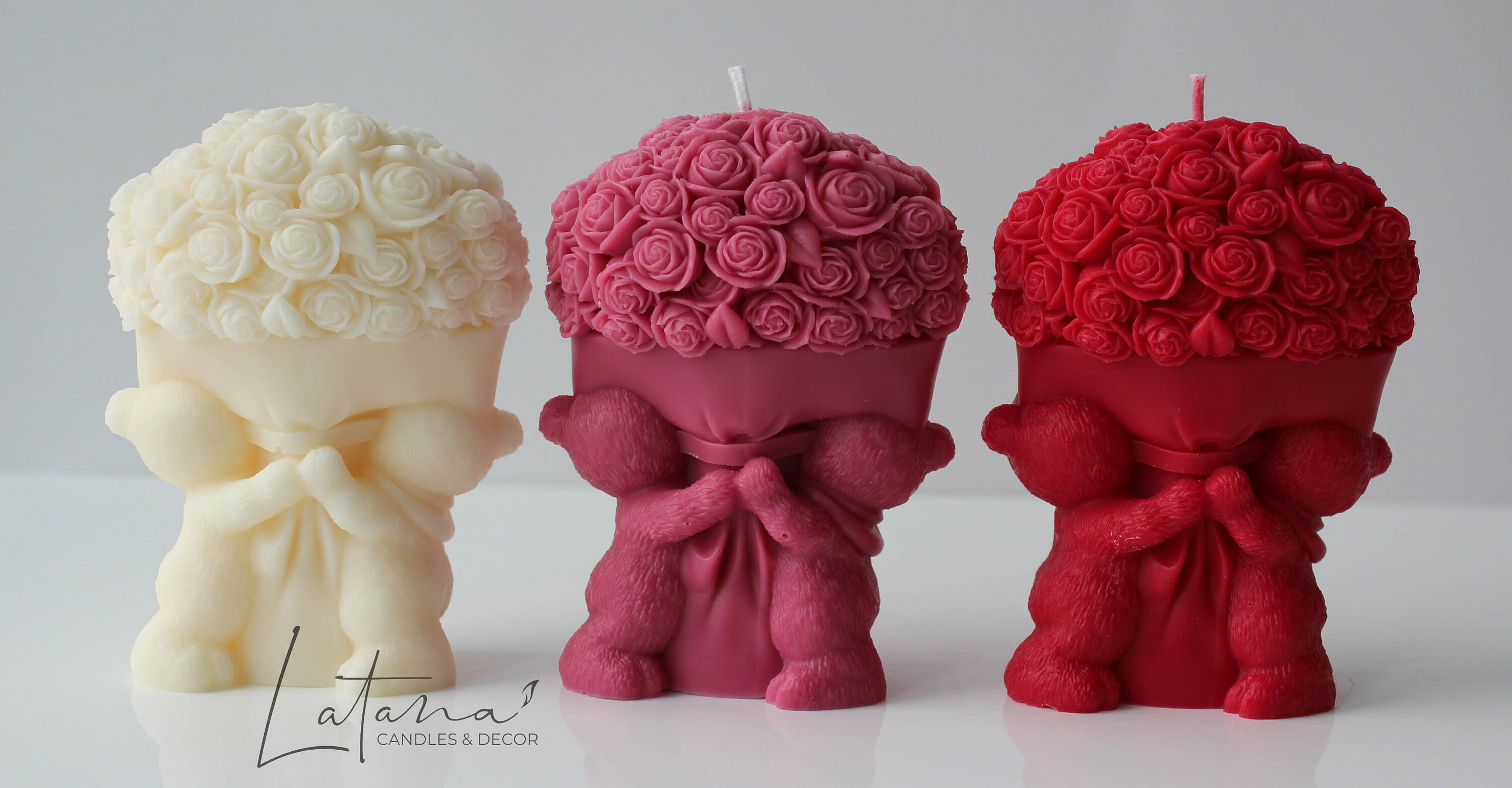 Latana Candles - Wholesale Novelty Candle - Teddy Bear with Rose Flowers Candle4