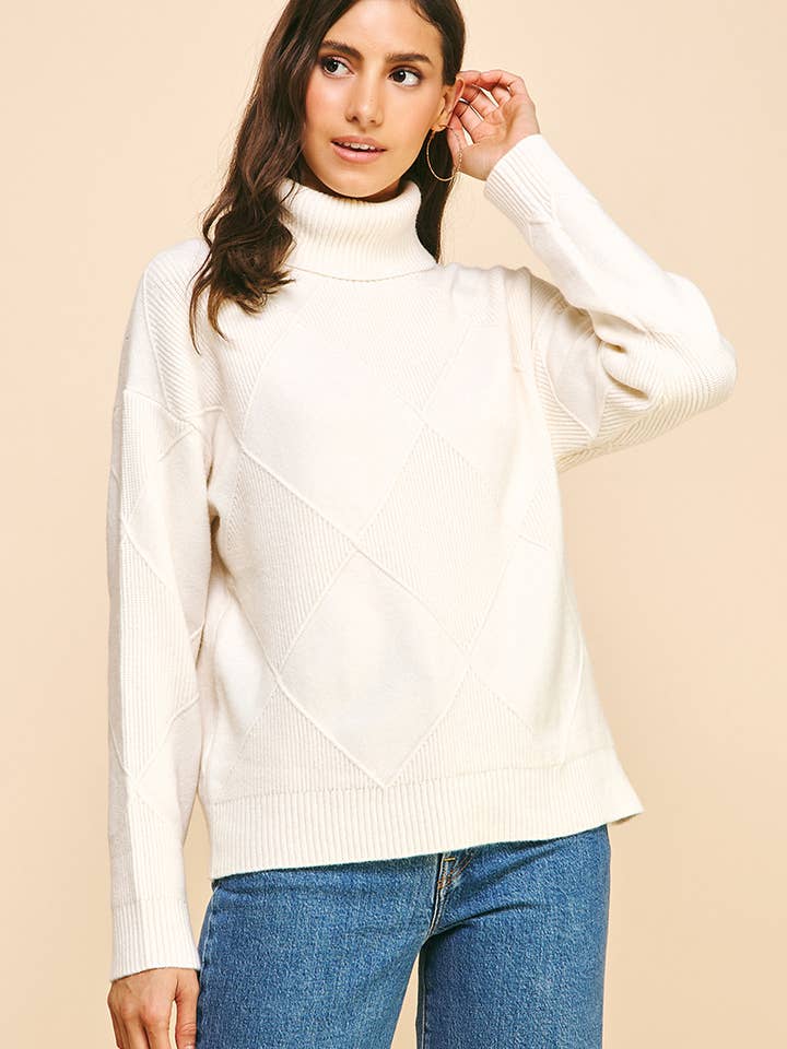 ARGYLE-MUSTER ROLLKRAGENPULLOVER - 5121W (ELFENBEIN) für den Großhandel von PINCH