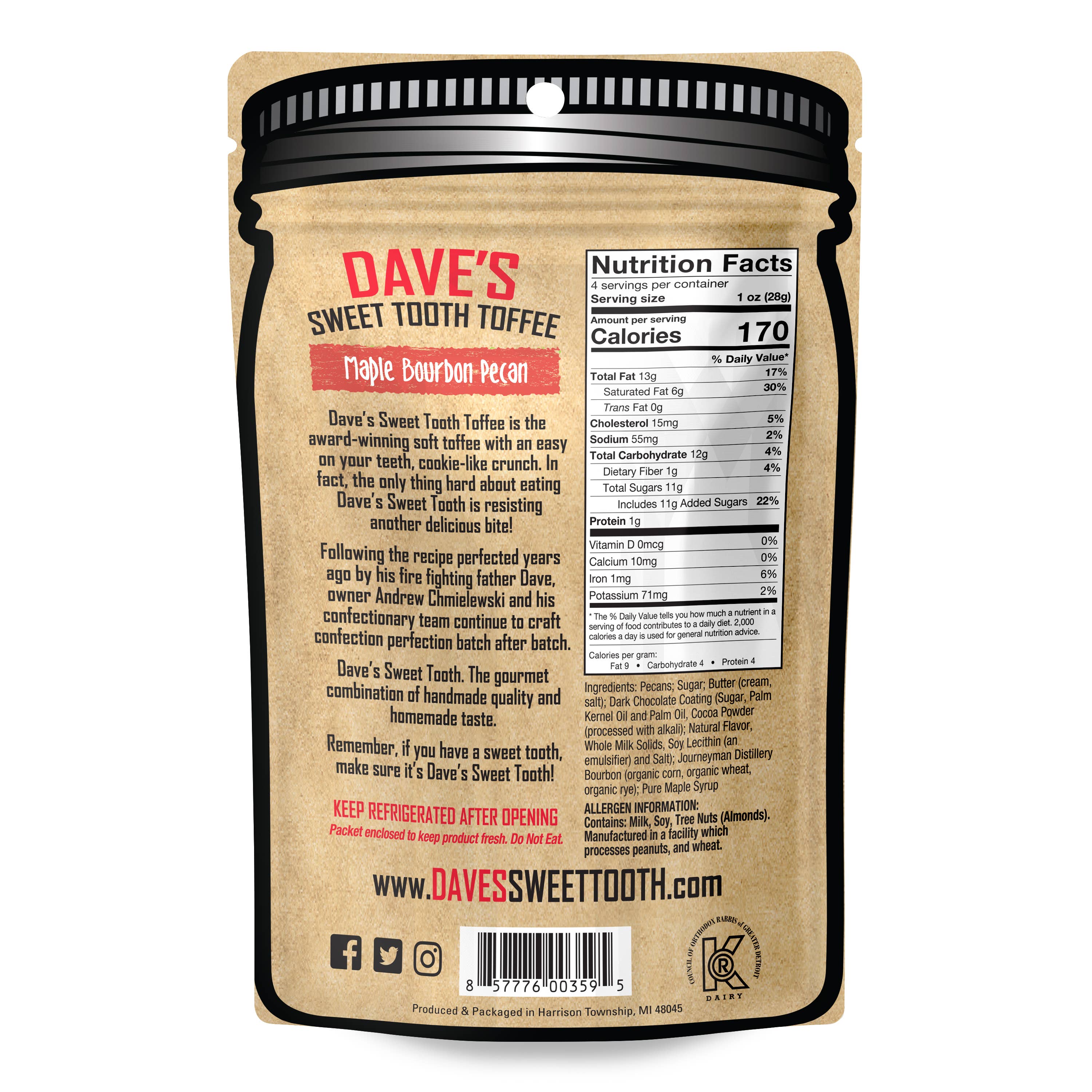 Dave's Sweet Tooth - Wholesale Toffee - Maple Bourbon Pecan Pouch1