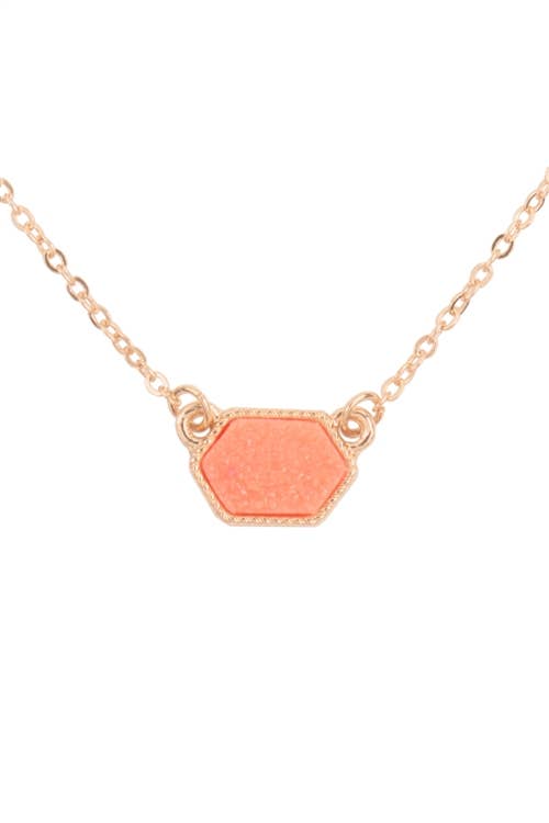 MYS Wholesale Inc - Wholesale Jewelry Set - Druzy Hexagon Pendant Necklace Earring Set3