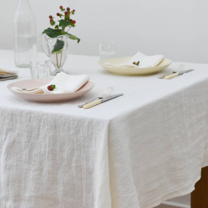True Linen – wholesale Tablecloth – Washed Linen Off-White Linen Tablecloth1
