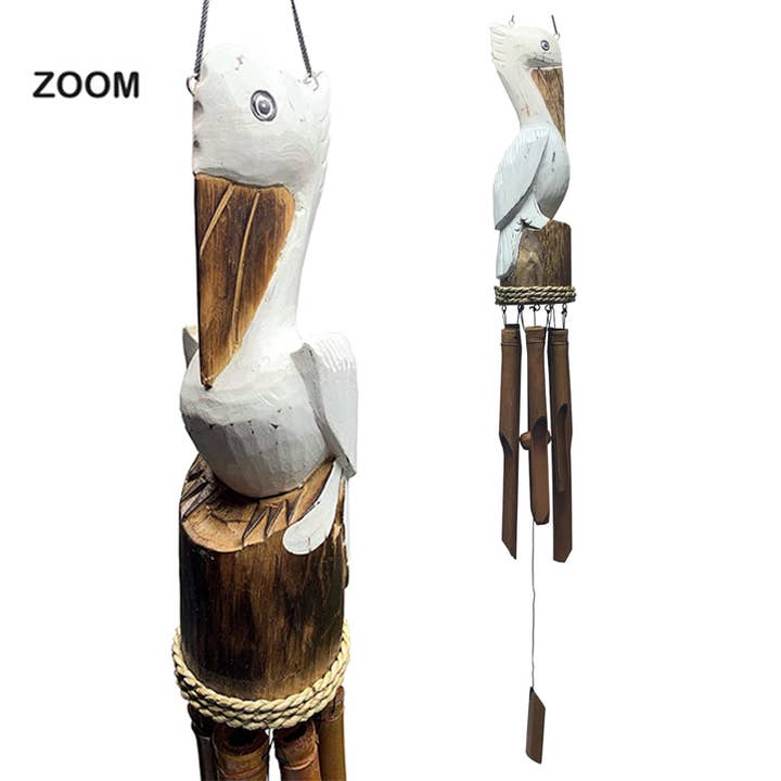CB Home Collection - Wholesale Wind Chime - 45" Wood and Bamboo Pelican Wind Chime