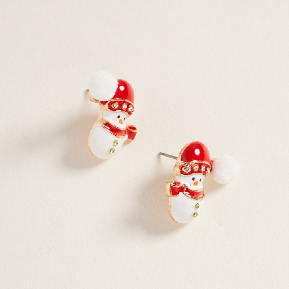 Designature New York – wholesale Solitärörhängen – Jul Snögubbe Pompom Strass Örhängen8