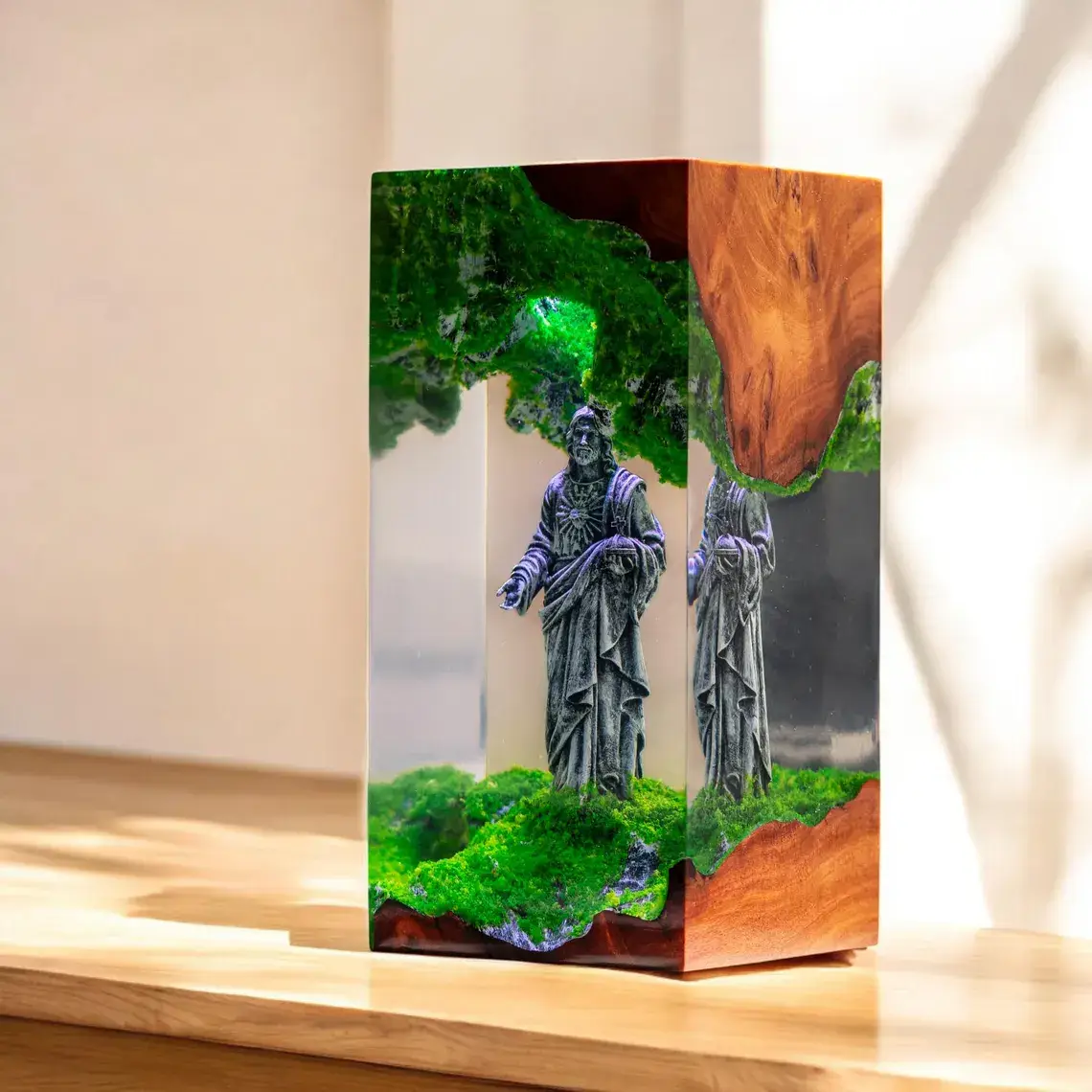 Merchemy - Vente Veilleuses - Lampe en résine faite à la main Jésus Cadeau chrétien Décoration veilleuse4