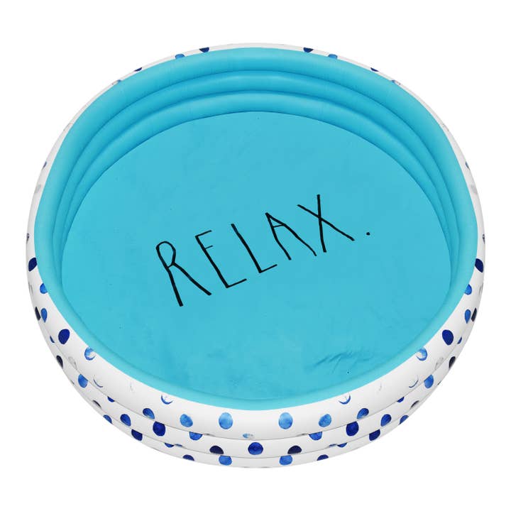Rae Dunn - Mini Pool w Indigo Polka Dots - RELAX. for wholesale by Coconut Outdoor