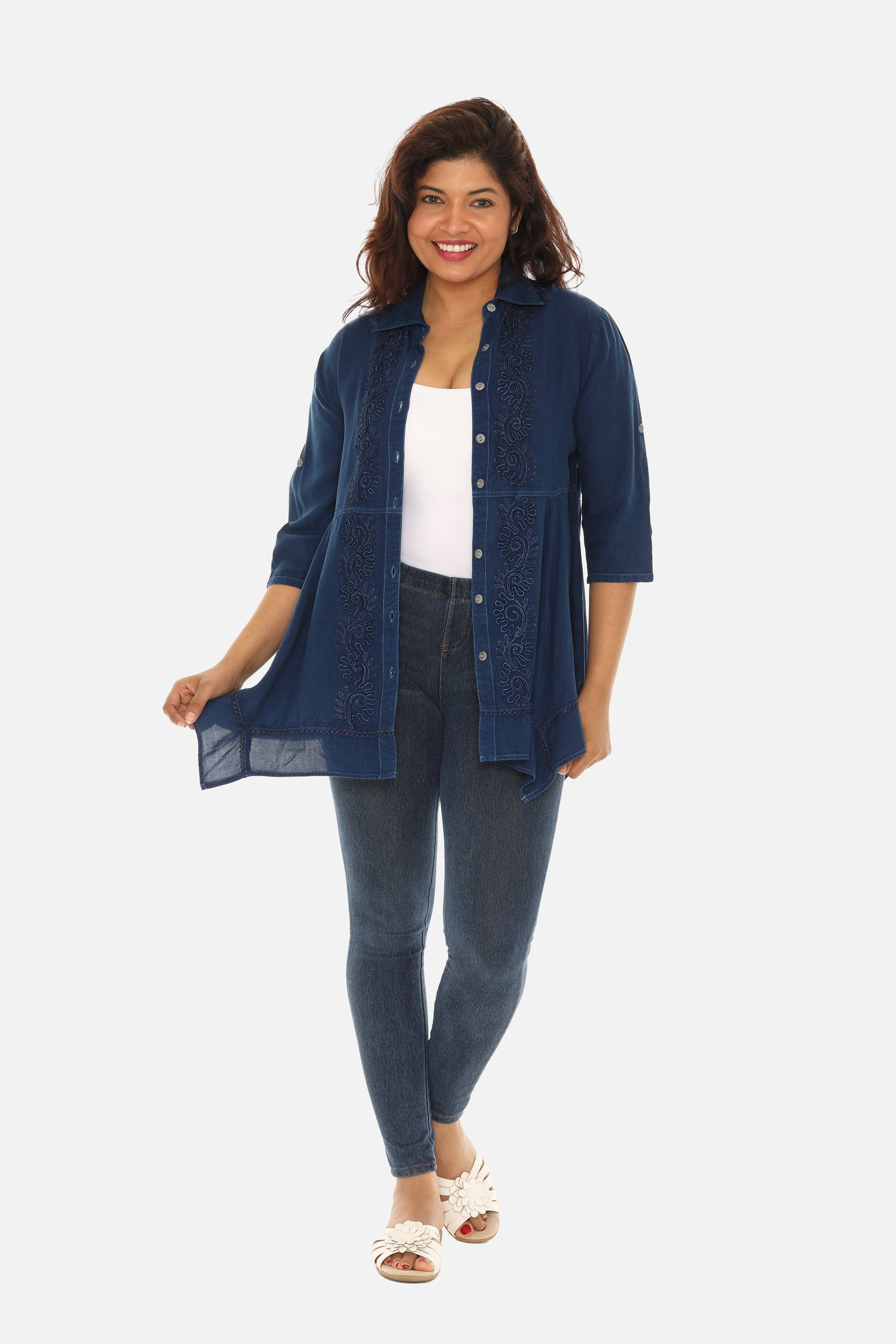 Shoreline Wear. INC – Engroshandel Tunika - Dame – Kvinder Buttton Down Broderi Tunika9