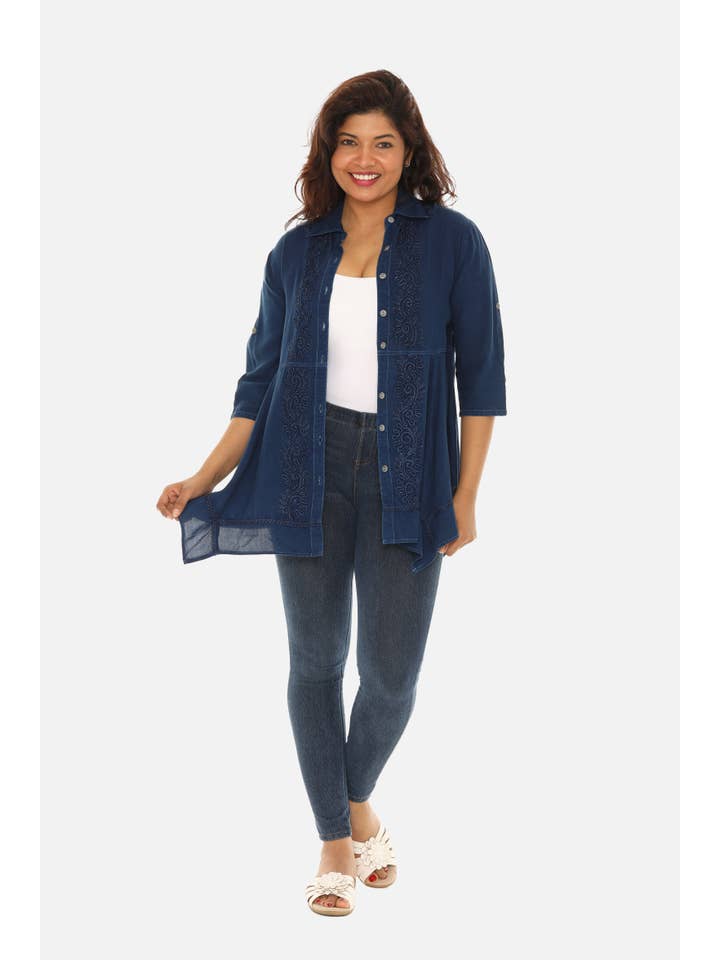 Shoreline Wear. INC – Engroshandel Tunika - Dame – Kvinder Buttton Down Broderi Tunika9