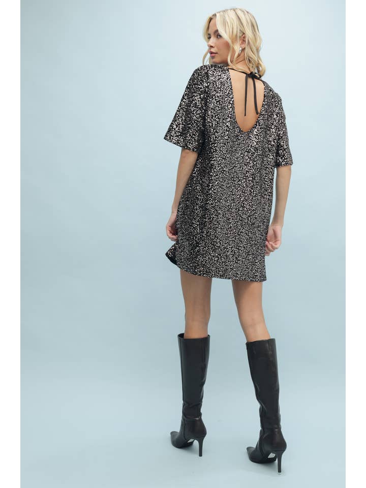 Wishlist Apparel - Vente Robe – femme - MINI-ROBE À SEQUINS À DOS OUVERT/WL24-9406
