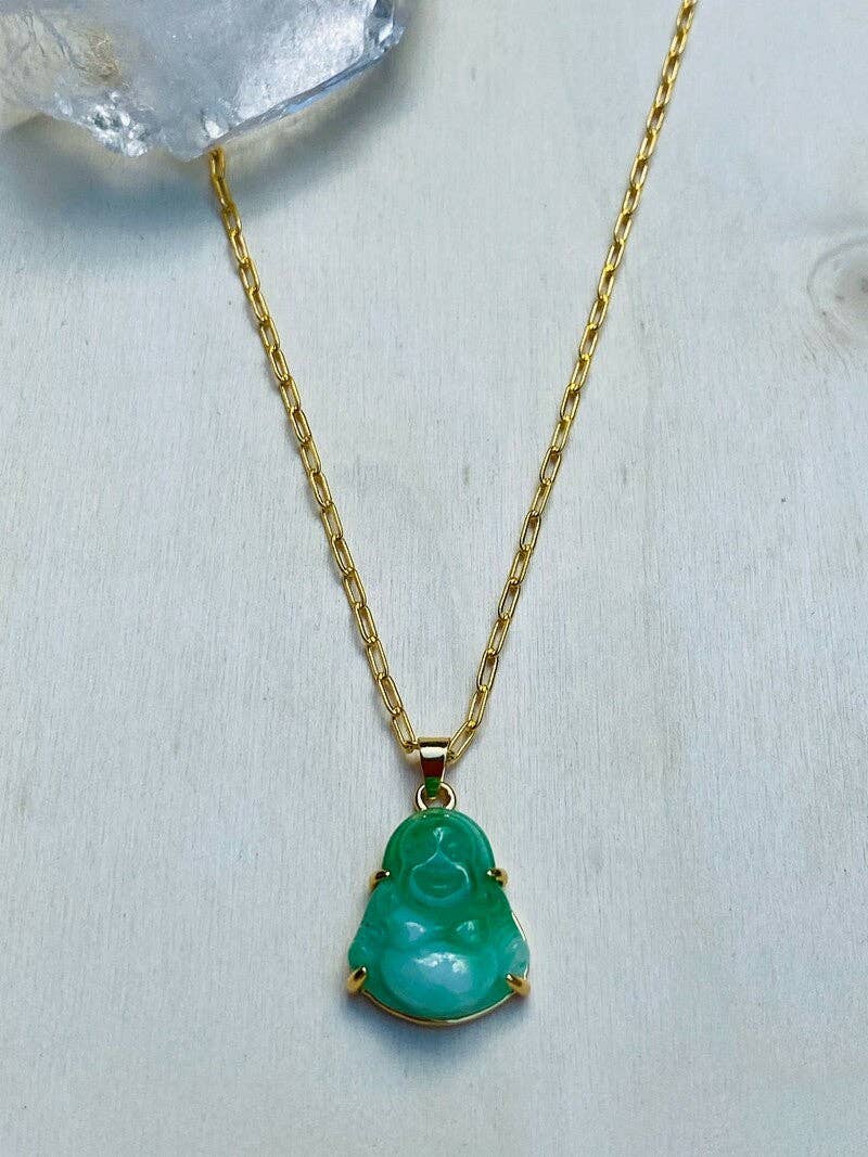 Lexi Jewelry - Wholesale Pendant/Charm Necklace - Green Jade Laughing Buddha Necklace0