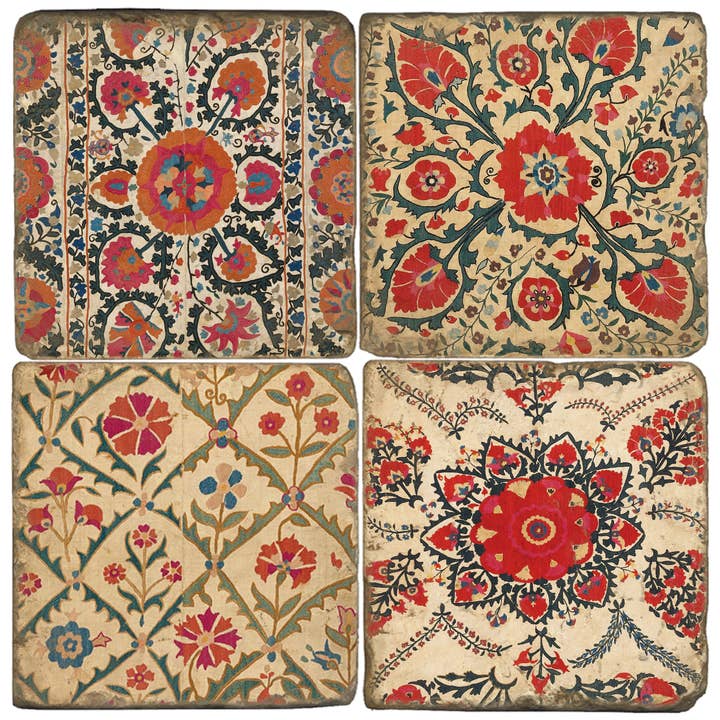 Suzani II - Tumbled Marble Coasters Set/4 for wholesale by Studio Vertu