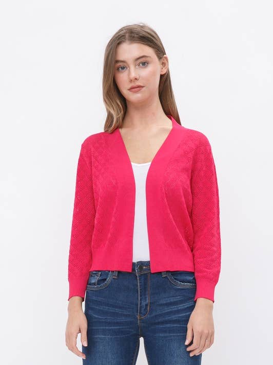 Cardigan Pointelle leggero aperto sul davanti per la vendita all'ingrosso da parte di Newself Collection