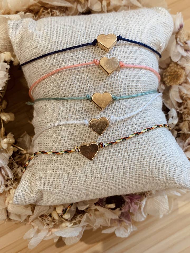 Bracelet cordon polyester - Coeur pour la vente par LA BOUTIK D'AMELIE