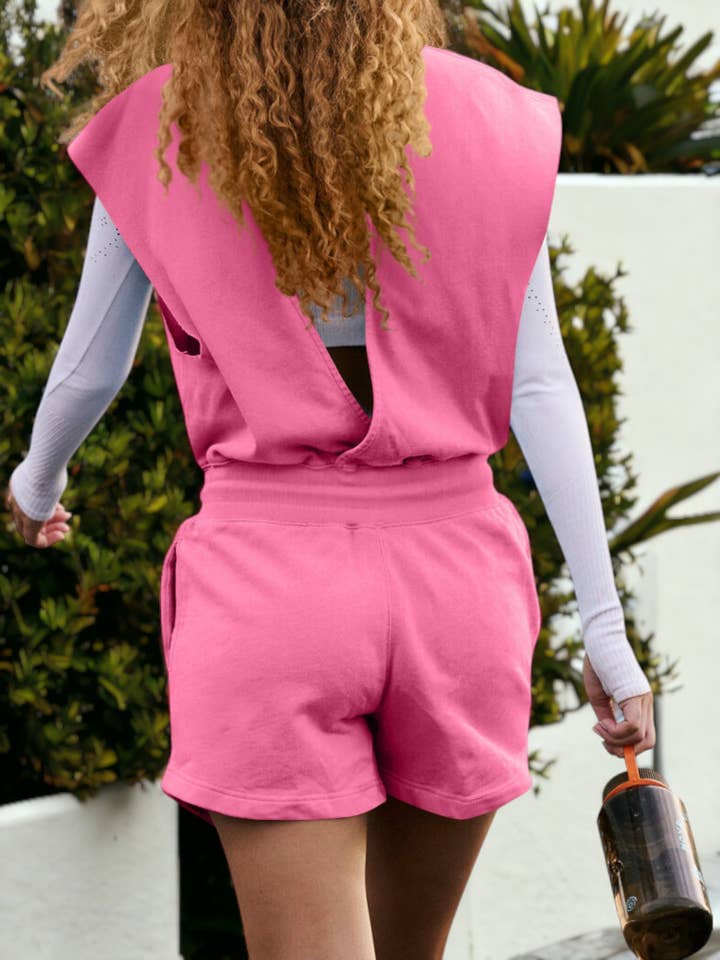 Anna Kaci Wholesale - Wholesale Romper - Women's - Drop Shoulder Sleeveless Open Back Tie Waist Romper11