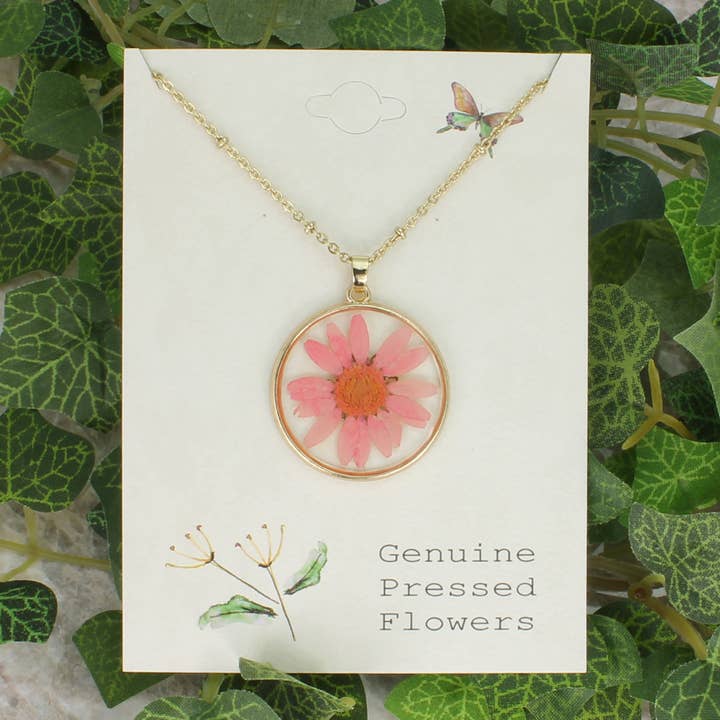 Cottage Floral Pink Chrysanthemum Necklace for wholesale by ZAD