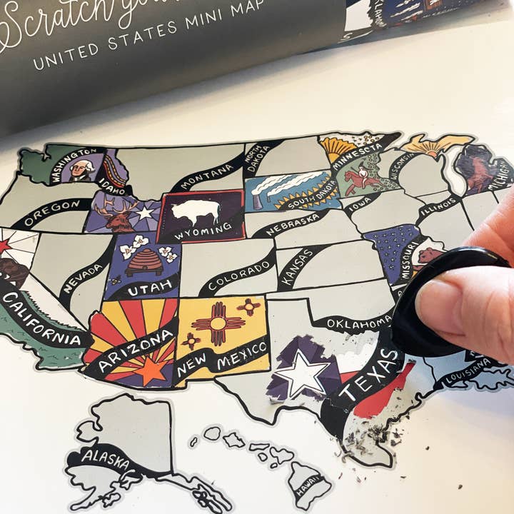 Suade - Wholesale Plattegrond - Vlag van de Amerikaanse staat kras uw reizen mini-kaart