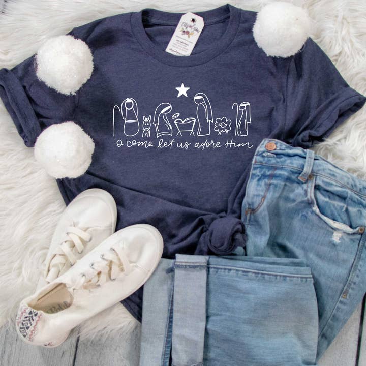 Camicia unisex Manger O Come Let Us Adore Him per la vendita all'ingrosso da parte di EllyandGrace