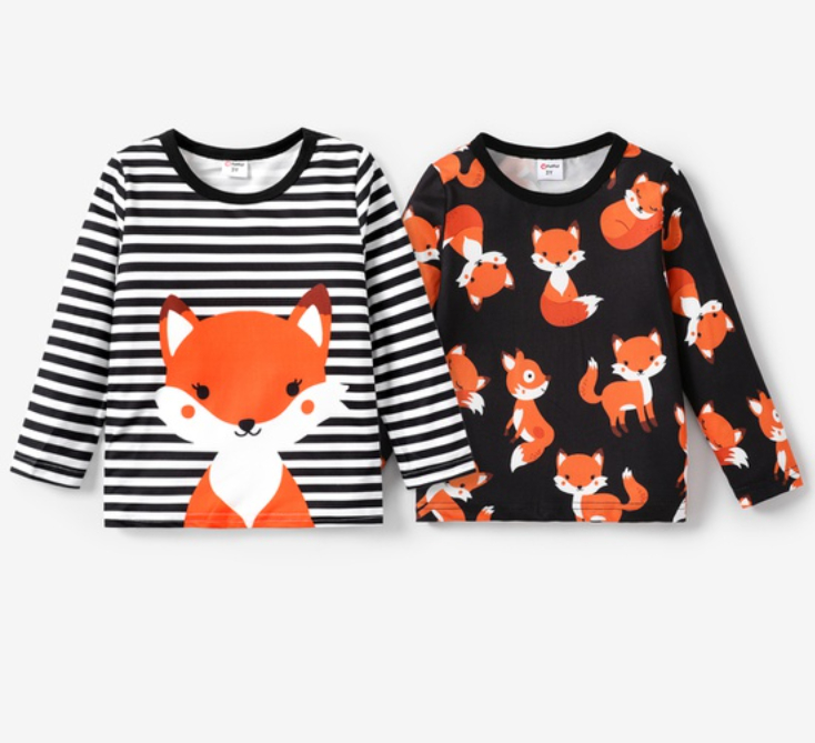 PatPat - Wholesale T-Shirt - Kids - Toddler Boy Animal Fox Print Long-sleeve Tee3