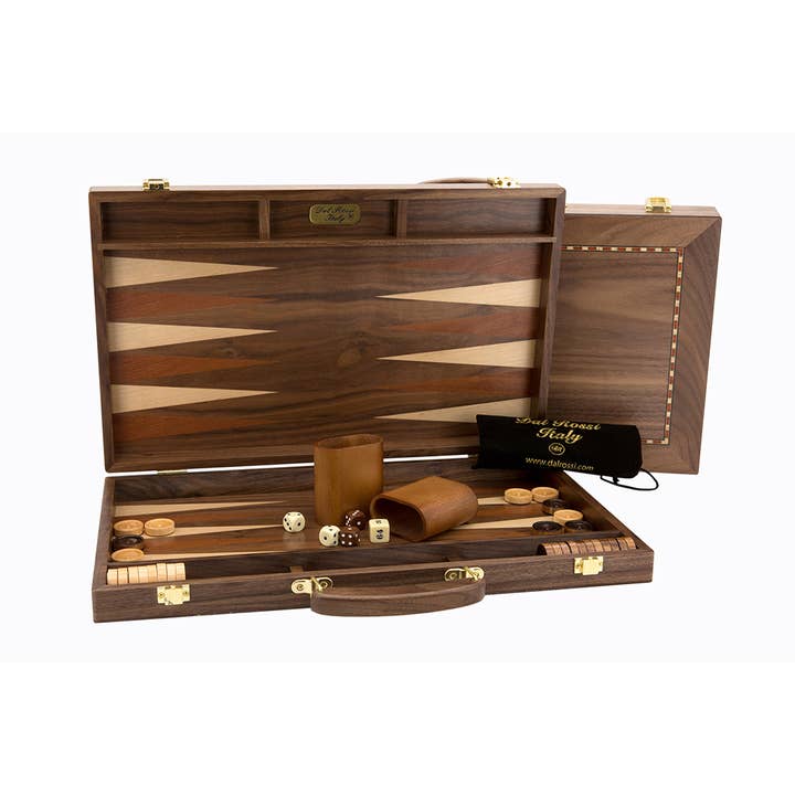 Dal Rossi Backgammon, Nussbaum mit Griff, 15" für den Großhandel von Dal Rossi Italy