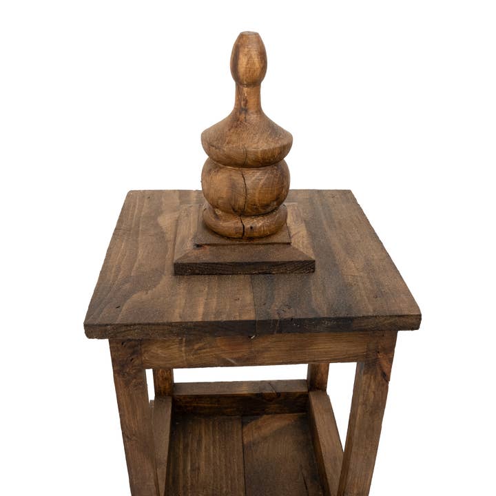 My Amigos Imports - Wholesale Lantern - Dunlap Farmhouse Wood Lantern-8.5x17 inches-Waxed Brown2