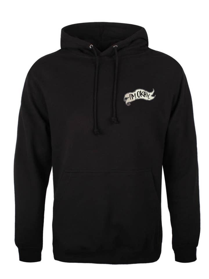 I'm Okay Skelet Unisex Sort Pullover Hoodie for engroshandel hos Grindstore