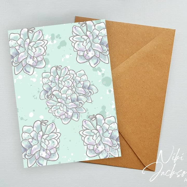 Cartão em branco de suculentas roxas por atacado de Niki Jackson Art