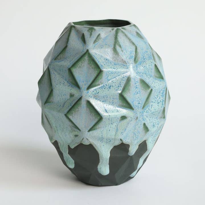 Patterned Vessels Oblique Lime Moondust for wholesale by By Alejandra Design