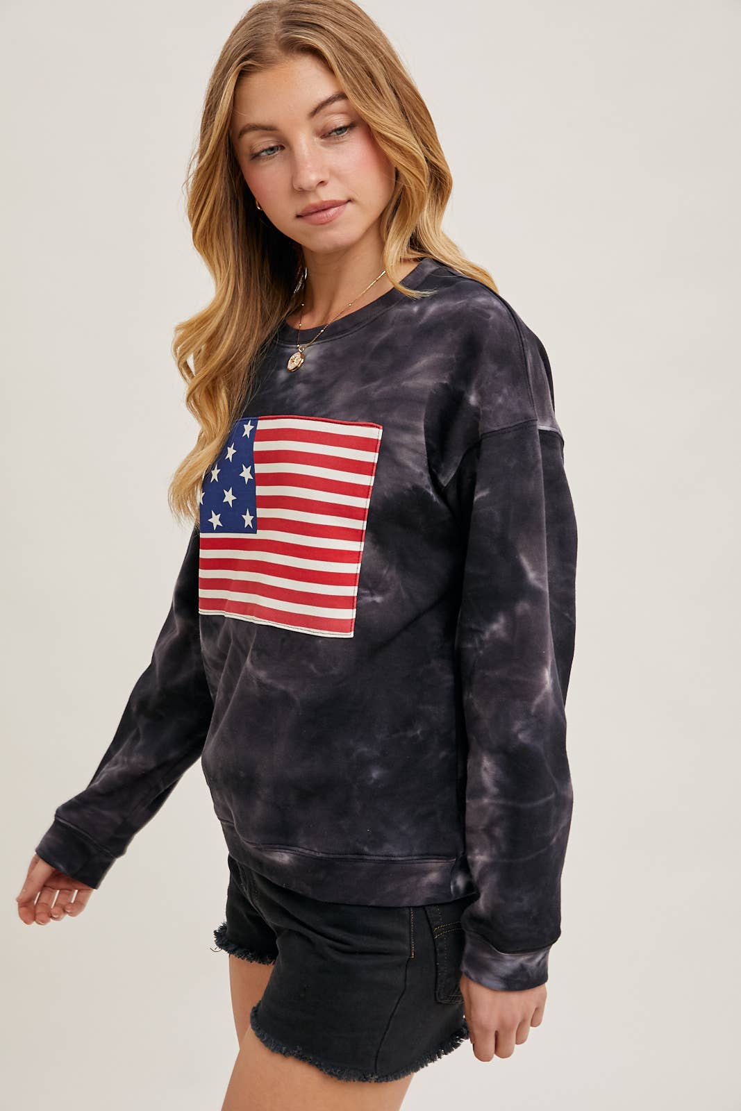 Bluivy - Wholesale Sweatshirt - Women's - US FLAG TIE-DYE SWEATSHIRT PULLOVER - 4TH OF JULY2