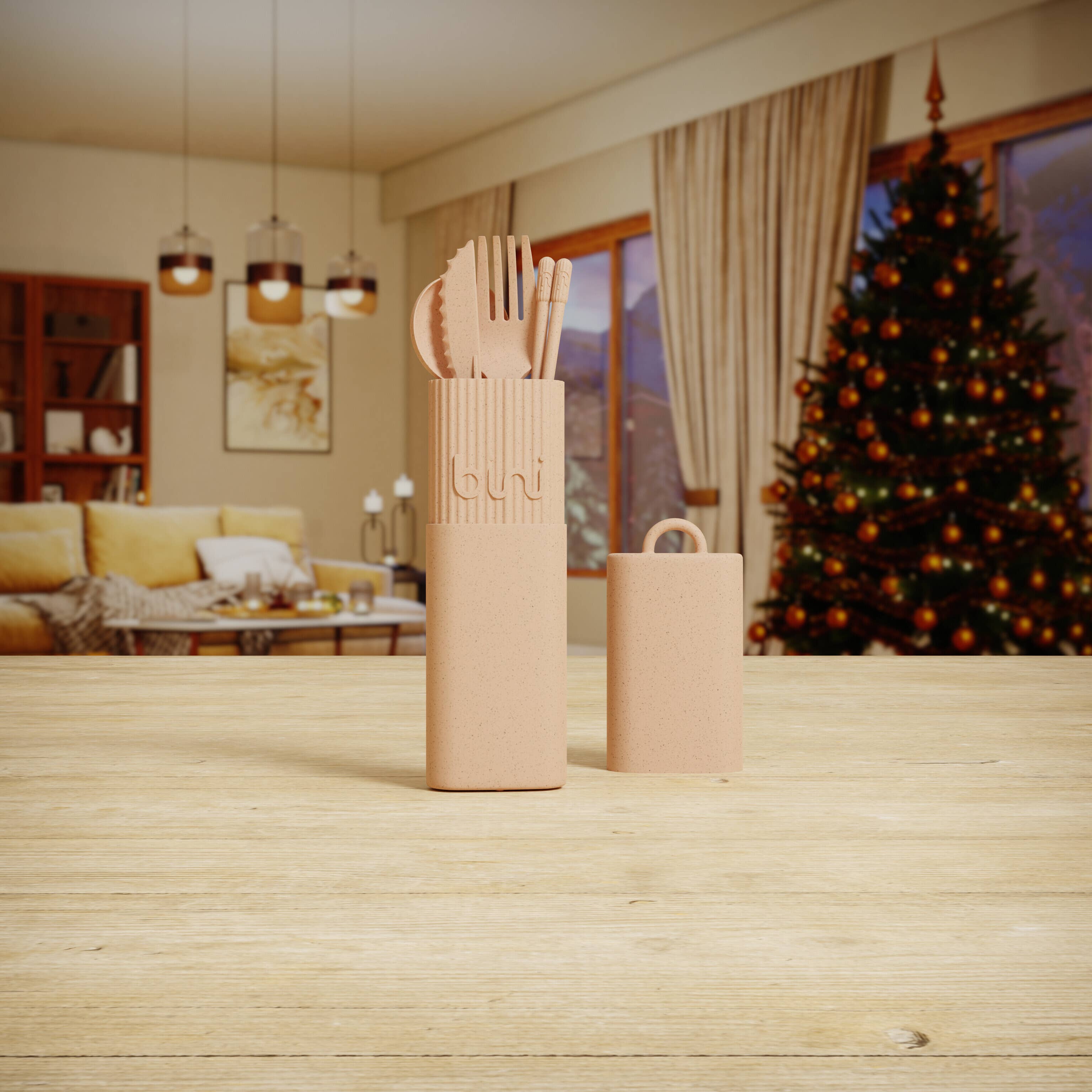 Bini - Wholesale Assorted Cutlery Set - Bini Nude - Biobased reusable and nomadic cutlery1