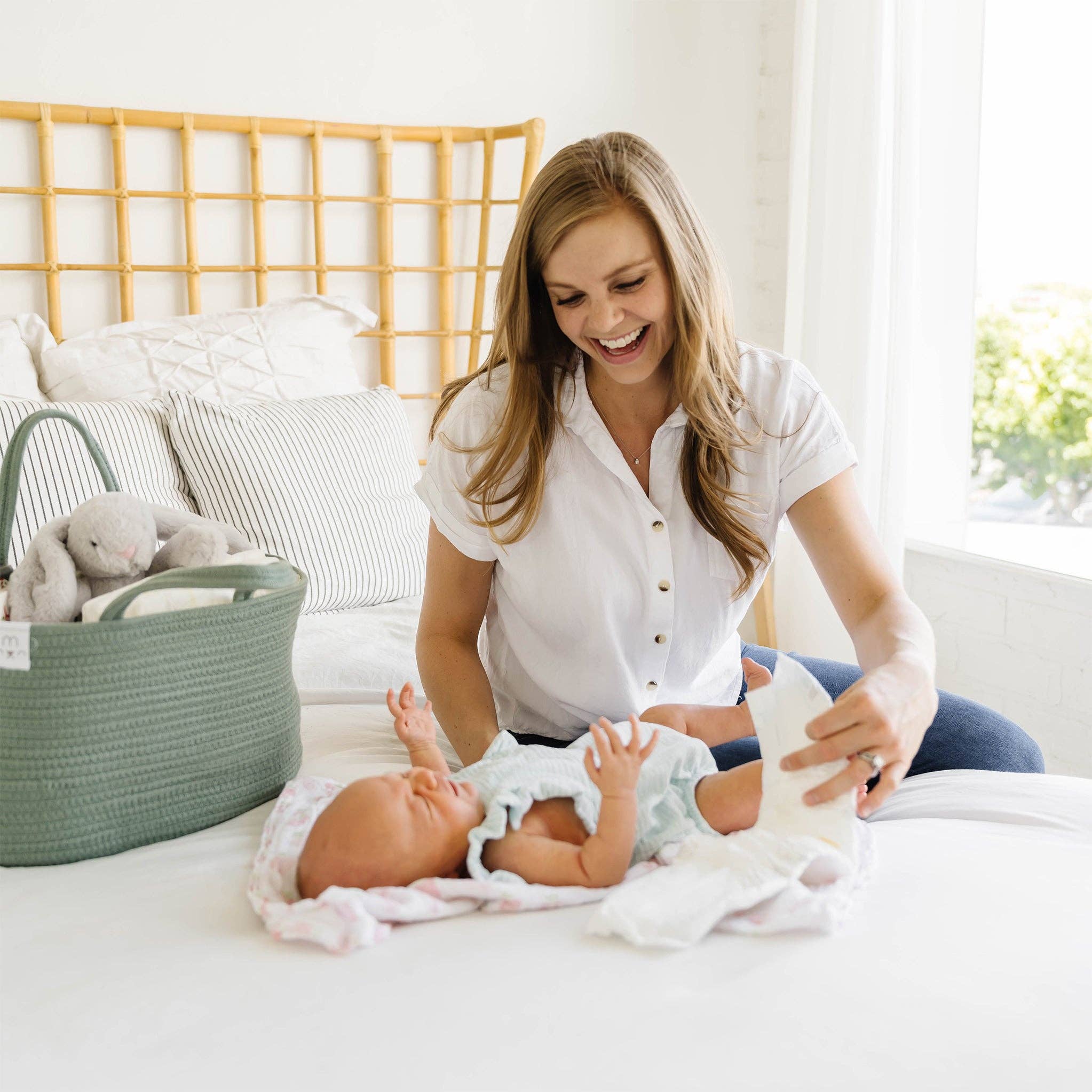 Natemia - Wholesale Diaper Caddy - Baby - Rope Diaper Caddy Organizer in Lily Pad2