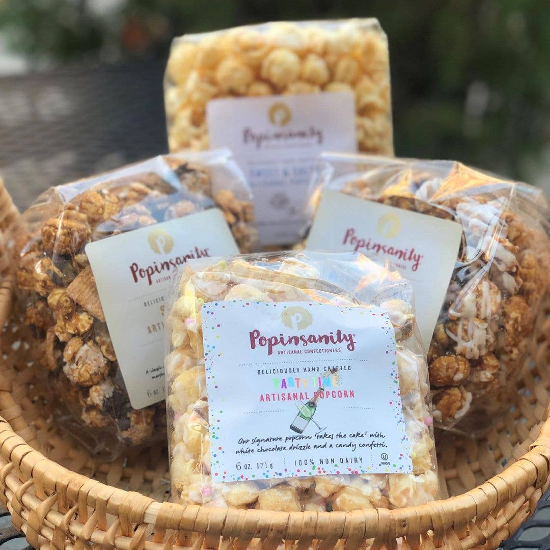 Popinsanity Popcorn & Confections - Wholesale Popcorn - Gourmet Popcorn Sampler - 6 Top Flavors x 6 medium bags each10