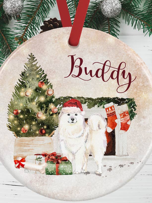 Samoyed Christmas Ornament for wholesale by WagATudeTags