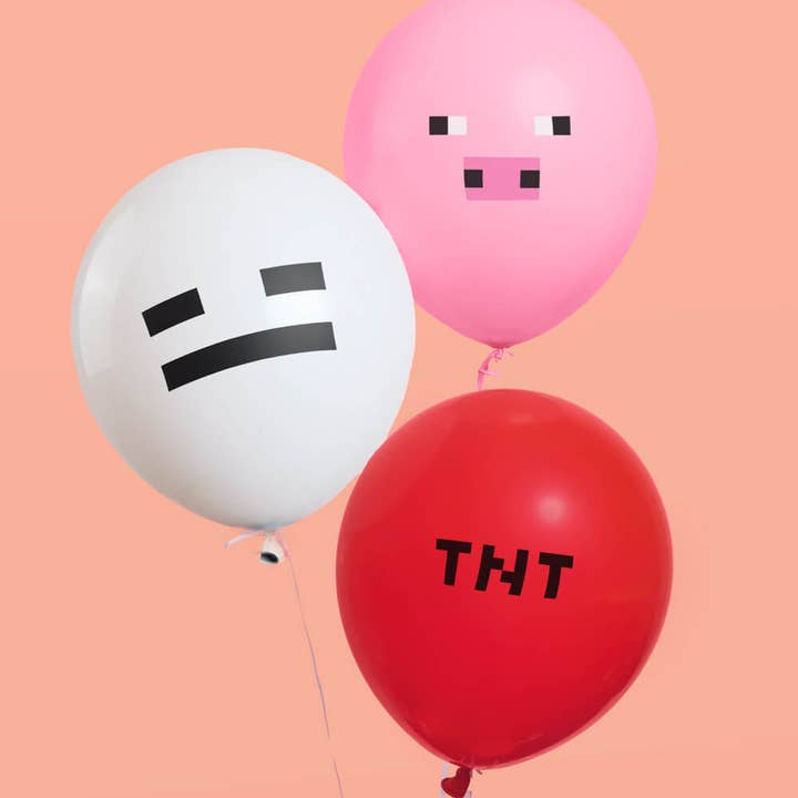 xo, Fetti - Wholesale Balloon - Pixel Minecraft Game Balloon Pack - 25 latex balloons, kids