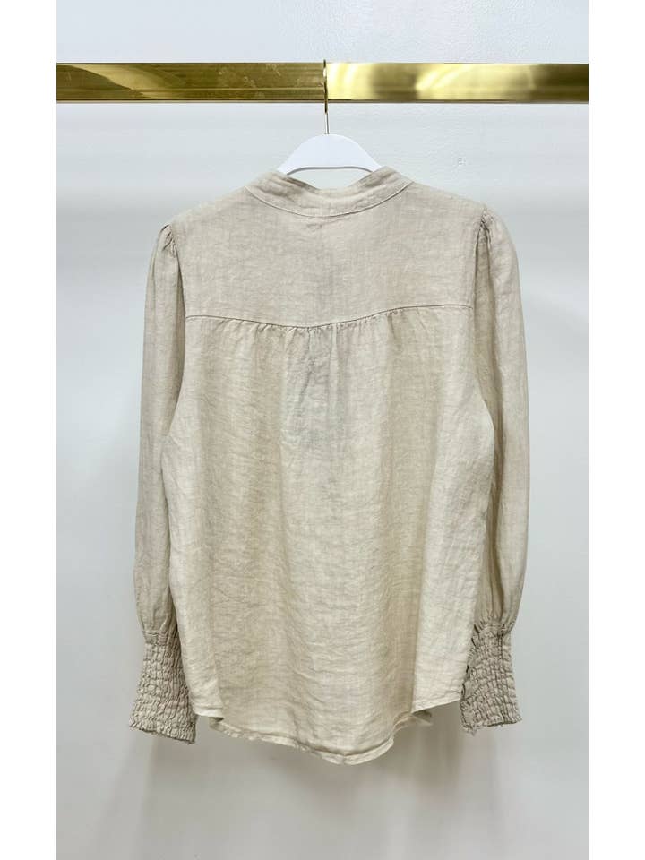 MILIO MILANO - Wholesale Button Down Shirt - Women's - STAND COLLAR LINEN BUTTON DOWN SHIRT (14361/155055)5