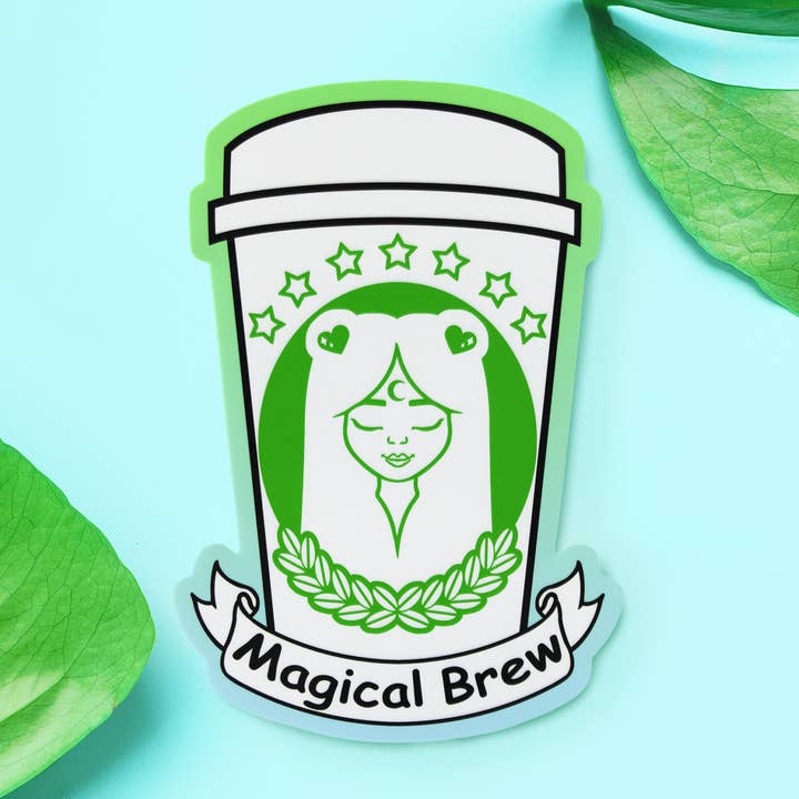 Cute Magical Girl Coffee Vinyl Sticker Anime Grunge Cafe for wholesale by Atomic Lace