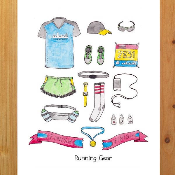 Running Gear Print for wholesale by Jodi Lynn's Emporium of Doodles