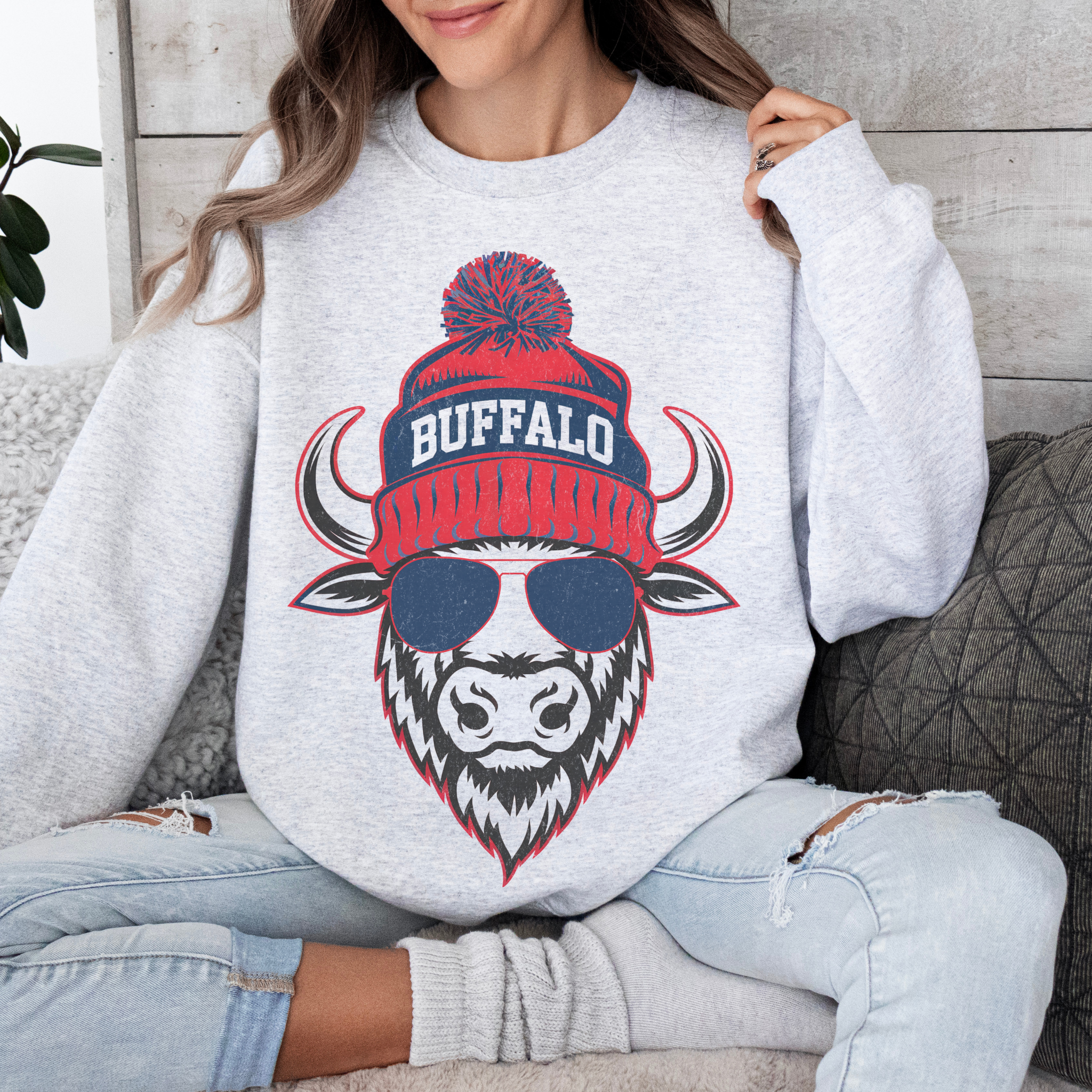 Hello Team Spirit - Wholesale Graphic Sweatshirt - Women's - Buffalo Sweatshirt0