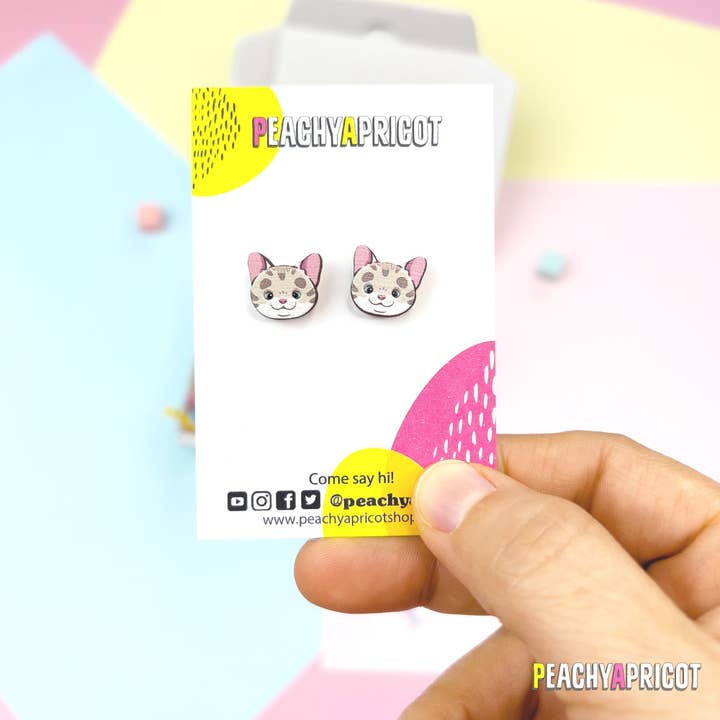 Cat Earrings - Grey for wholesale by PeachyApricot