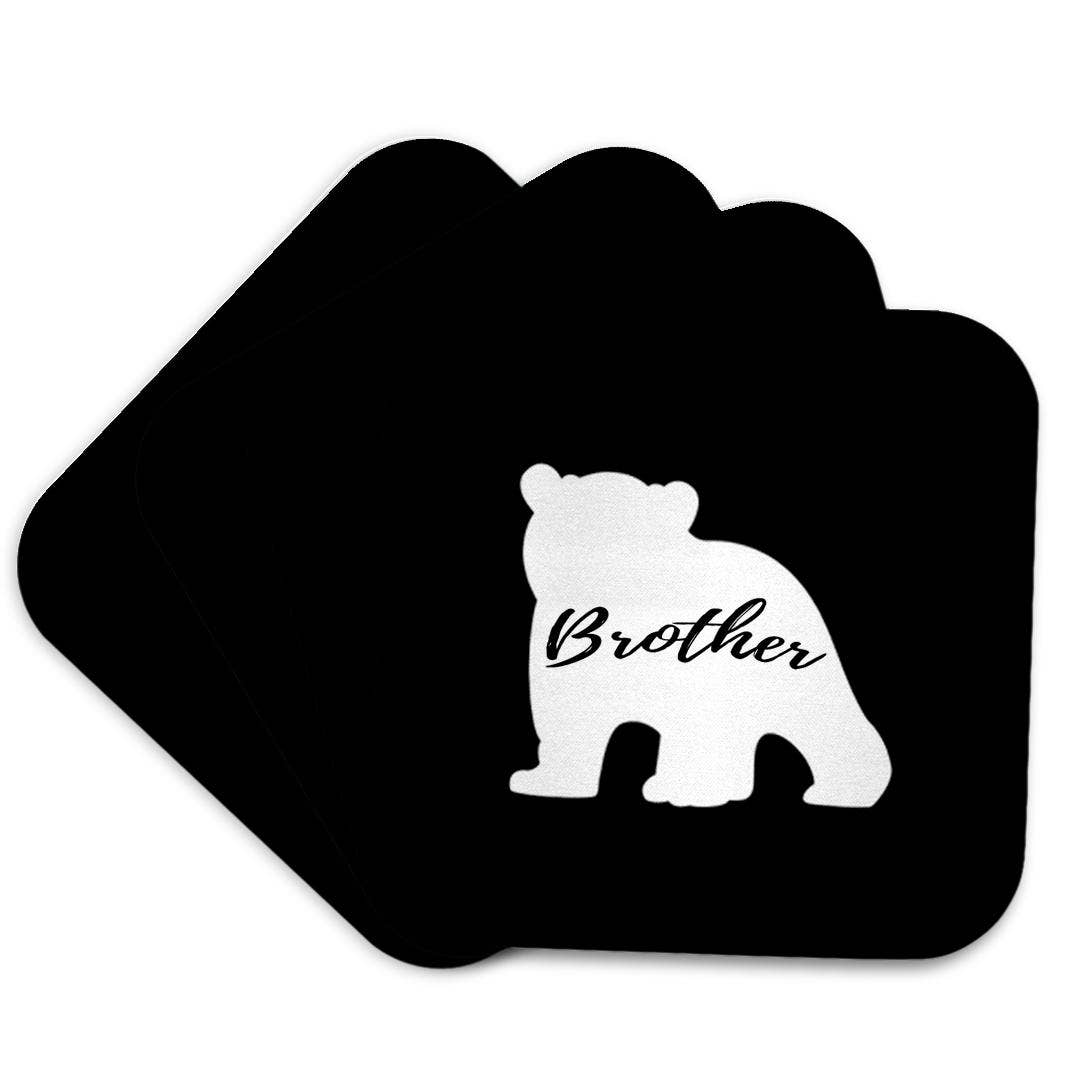 3dRose - Vendita all'ingrosso Sottobicchiere - 3dRose, Fratello Orso. Lettere nere all'interno di un cucciolo bianco su sfondo nero., Sottobicchiere7