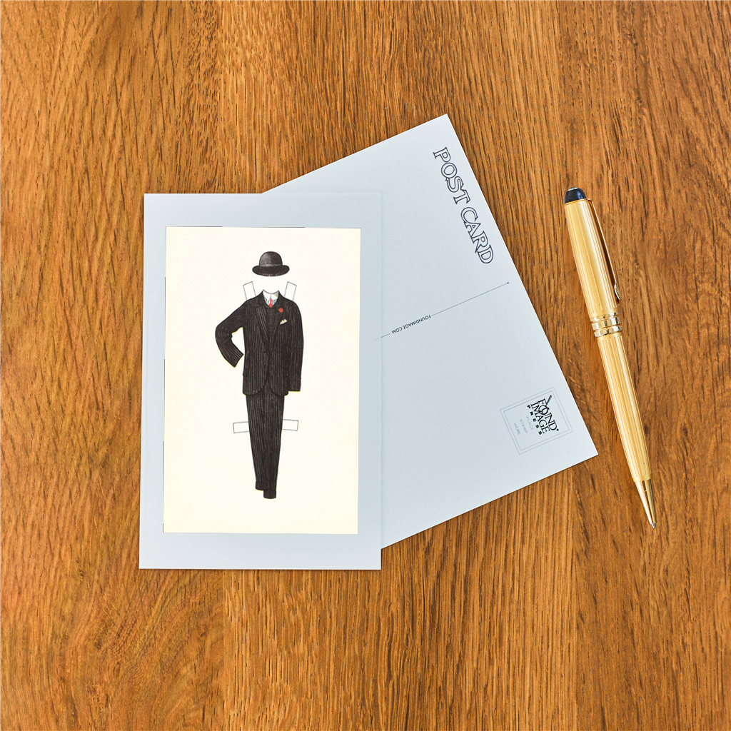 Found Image Press - Vendita all'ingrosso Cartoline - Cartolina FN-381, bambola di carta da uomo, anni '101