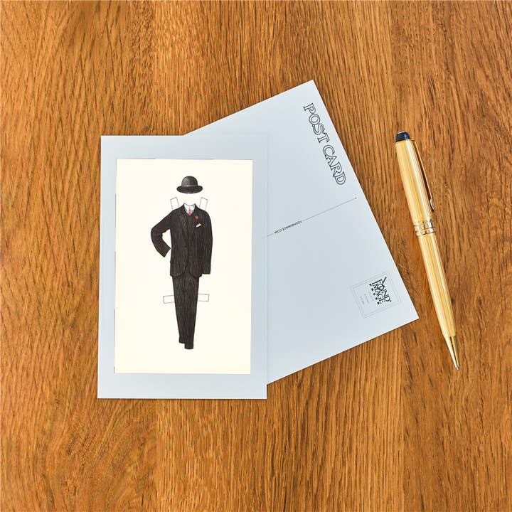 Found Image Press - Vendita all'ingrosso Cartoline - Cartolina FN-381, bambola di carta da uomo, anni '101