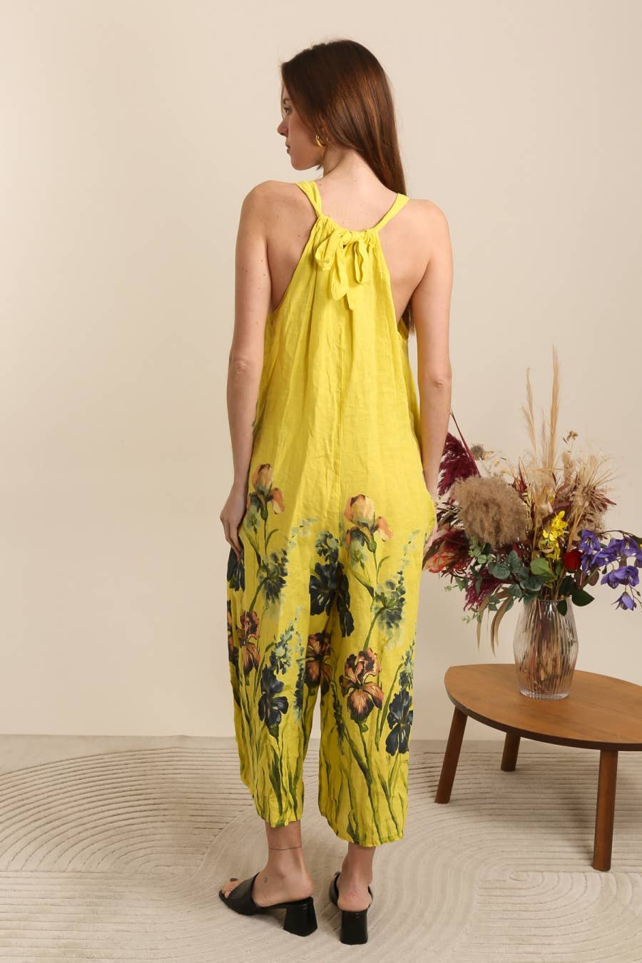 LÉA & LUC - Vente Combinaison – femme - combi  imprimé fleur en 100% lin REF. 386211