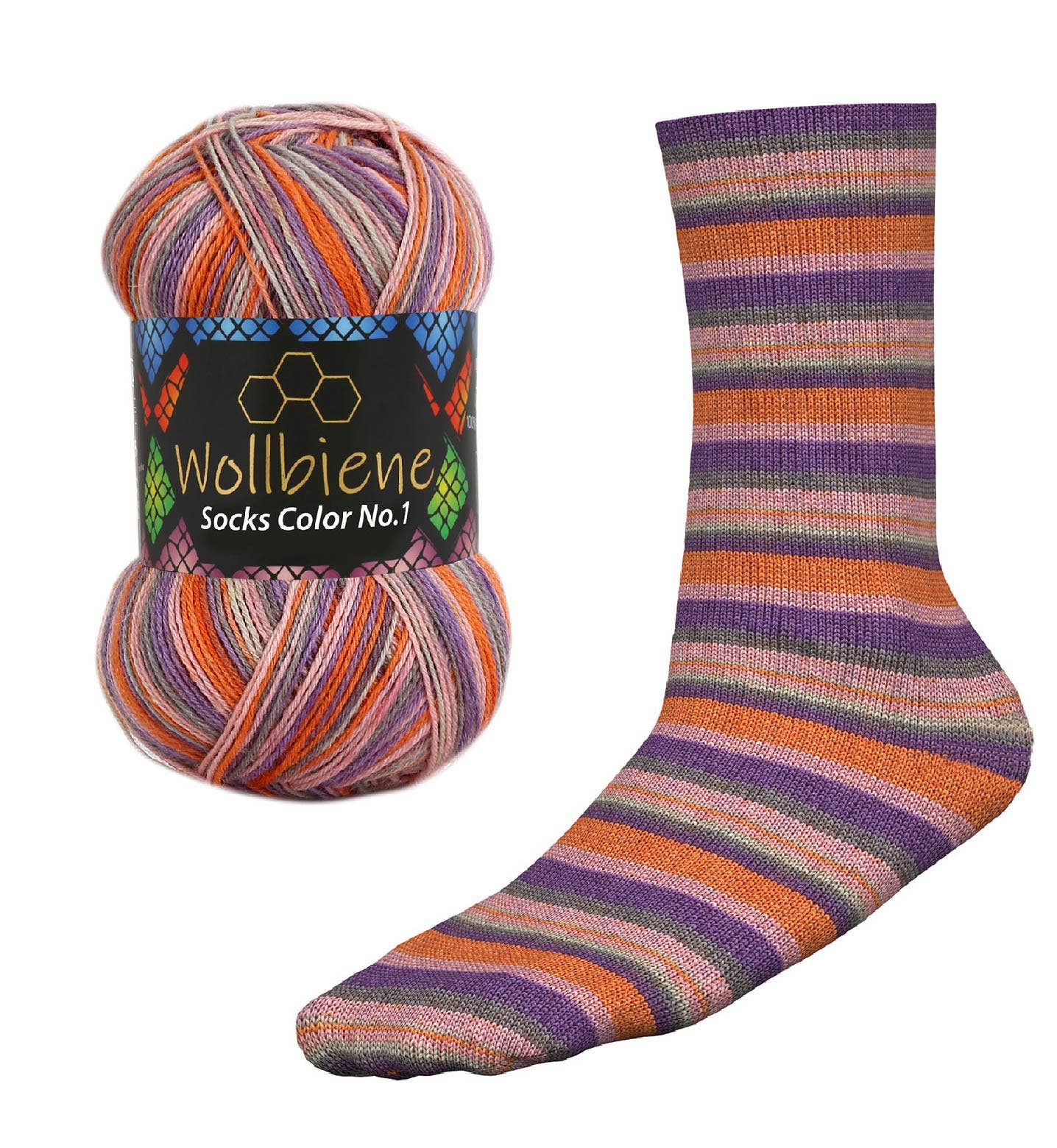 Wollbiene - Venta al por mayor Hilos - Hilo para calcetines Wool Bee Socks Color, 100 g, grosor 4 hebras16
