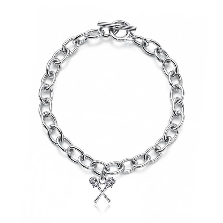 Bracelet Chaîne Bâtons de Lacrosse - Argent pour la vente par Dayna Designs
