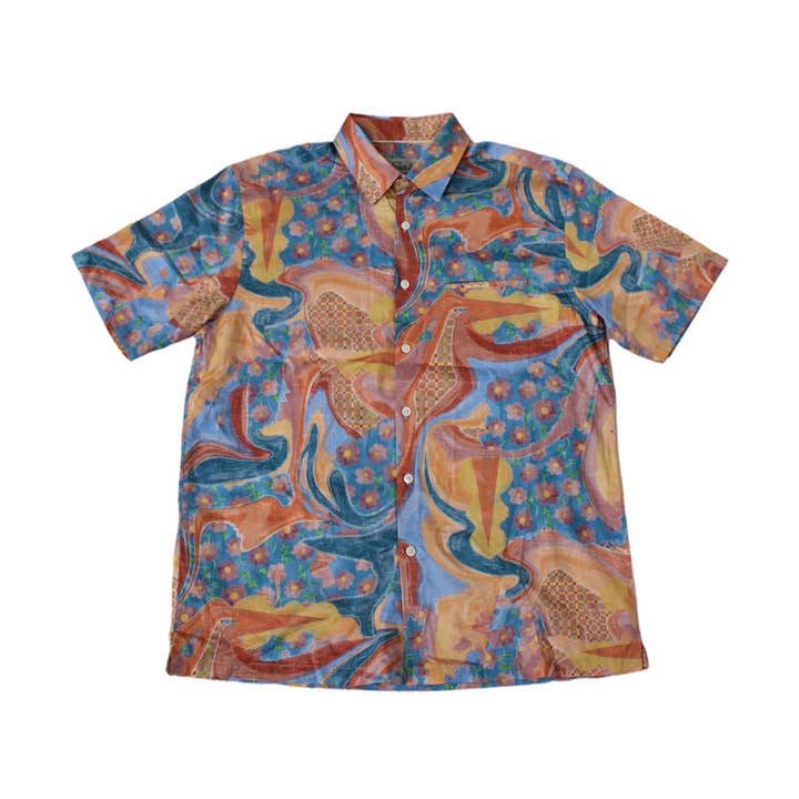 Klassiek overhemd met abstracte bloemenprint voor wholesale door Stitch Note