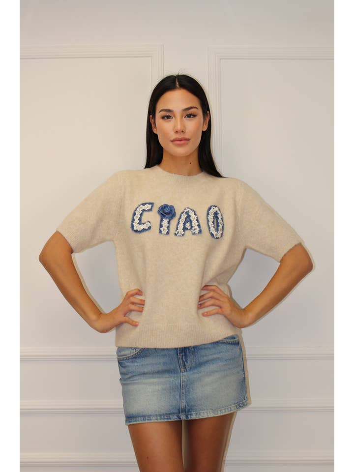 Chilli Girl Collection - Wholesale Knit Sweater - Women's - Round neck CIAO short sleeve sweater 2