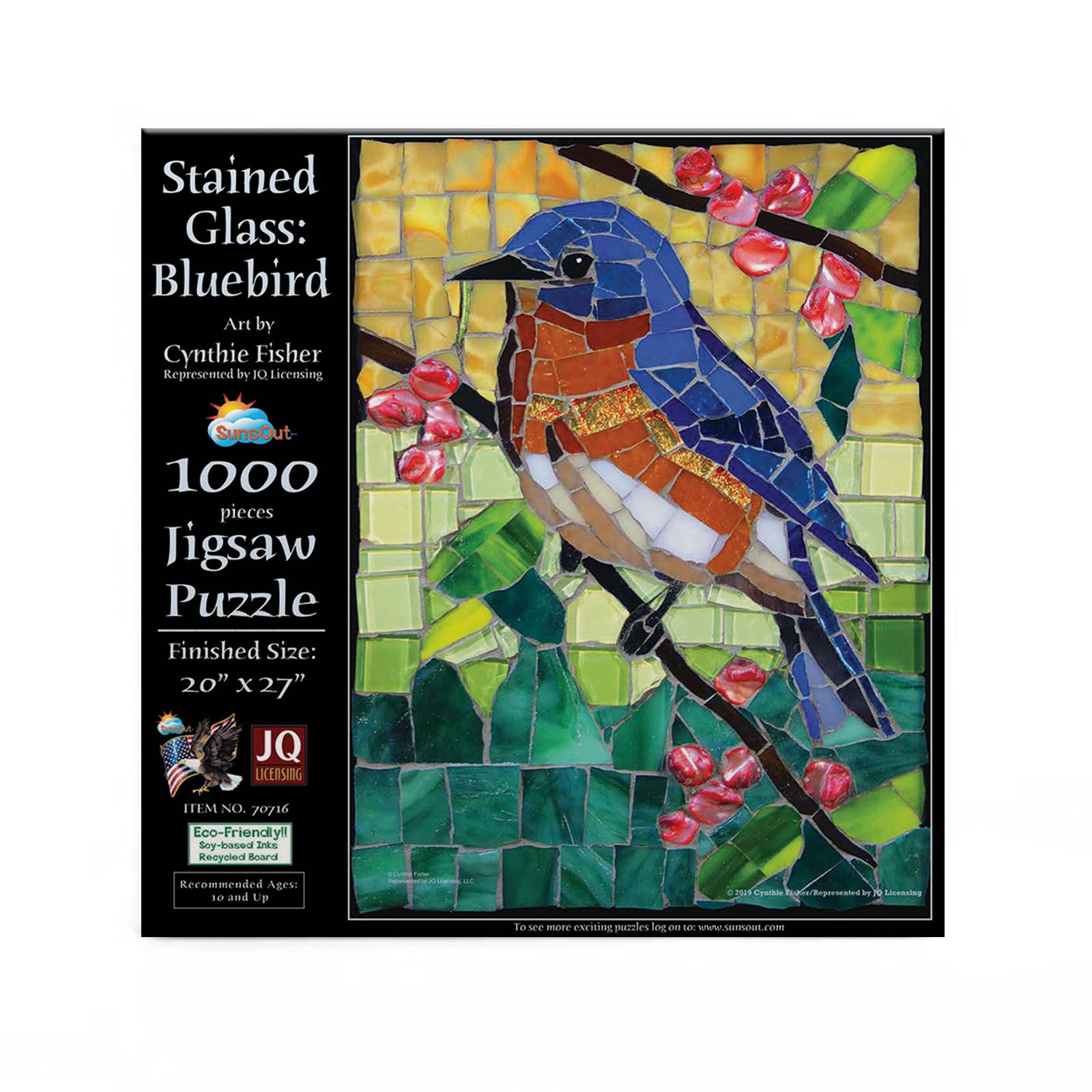 SunsOut - Wholesale Puzzle - Adult - 1012 Stained Glass Bluebird 1000 pc Puzzle1